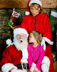 velvet santa suit with grimacing girl