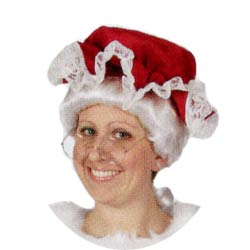 red mrs santa mop hat