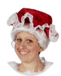 red mrs santa mop hat
